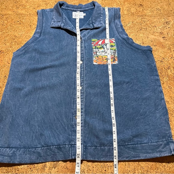 Michael Leu Collection Vintage Art To Wear Button Down Patch Detail Vest Top - Picture 14 of 14